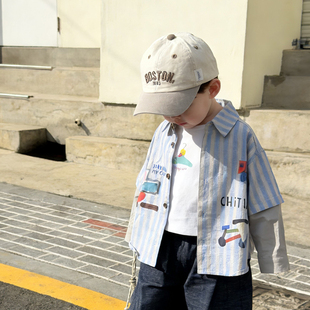 儿童鸭舌帽拼色刺绣字母boston宝宝帽子男童女童棒球帽防晒遮阳潮