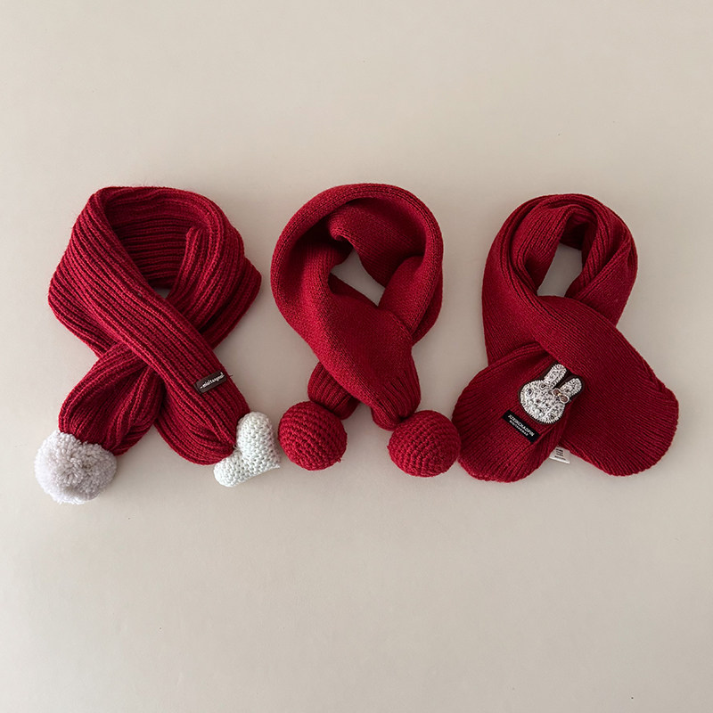 红色喜庆儿童围巾圣诞新年