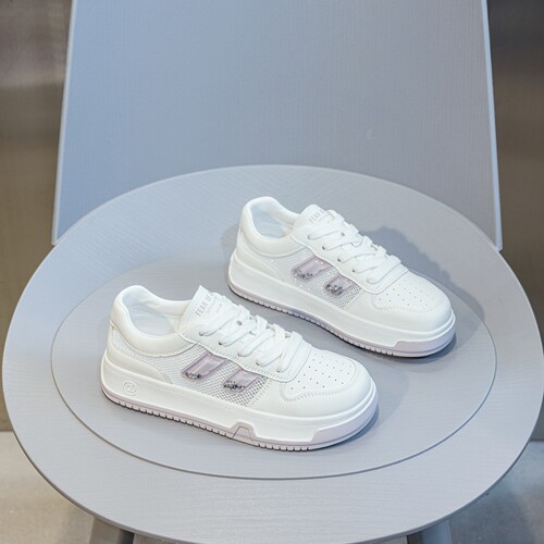 真皮小白鞋夏季透气网面休闲单鞋