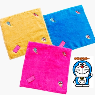 外贸纯棉源单剪绒刺绣机器猫大雄多啦 M50周年纪念手帕小方巾毛巾
