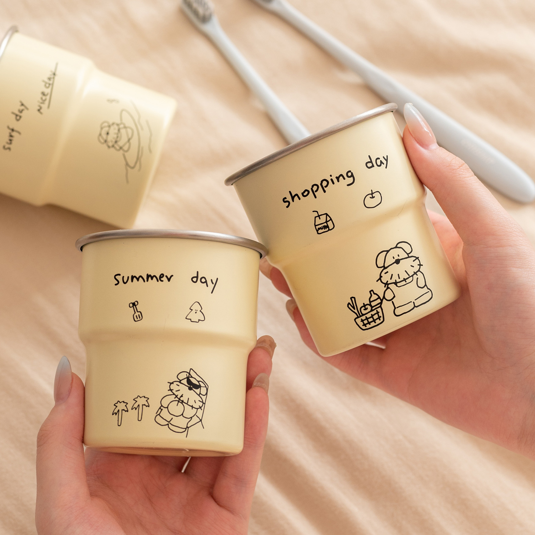 度假小狗304不锈钢漱口杯