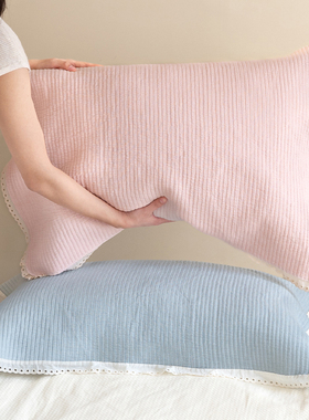 竖纹四色韩式棉质枕巾防头油2025新款家用轻奢高级感枕巾四季通用