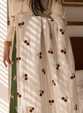 Asight卡通小樱桃纱布浴巾可爱纯棉女全棉洗澡毛巾柔软家用吸水