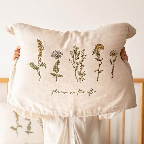 纯棉A类小花束纯棉纱布枕巾