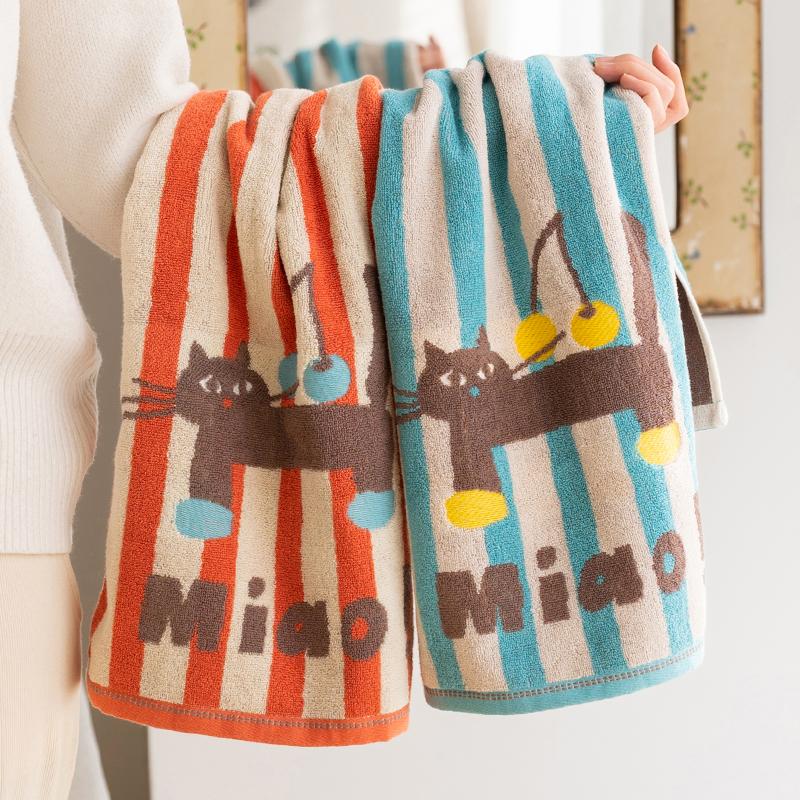 红蓝樱桃猫咪毛巾纯全棉柔软吸水