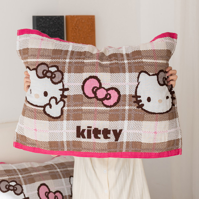HelloKitty纯棉纱布枕巾2024年新款一对装可爱防滑防头油全棉高档,床上用品,枕巾,淘宝优惠券,粉丝福利购,淘宝优惠卷