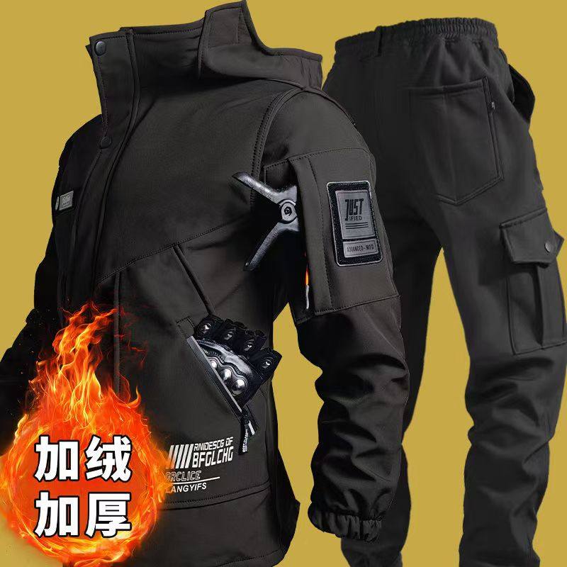 软壳冲锋衣套装男加绒加厚防水工作服防风钓鱼骑行冬季登山服工装,户外/登山/野营/旅行用品,软壳衣裤套装,淘宝优惠券,粉丝福利购,淘宝优惠卷