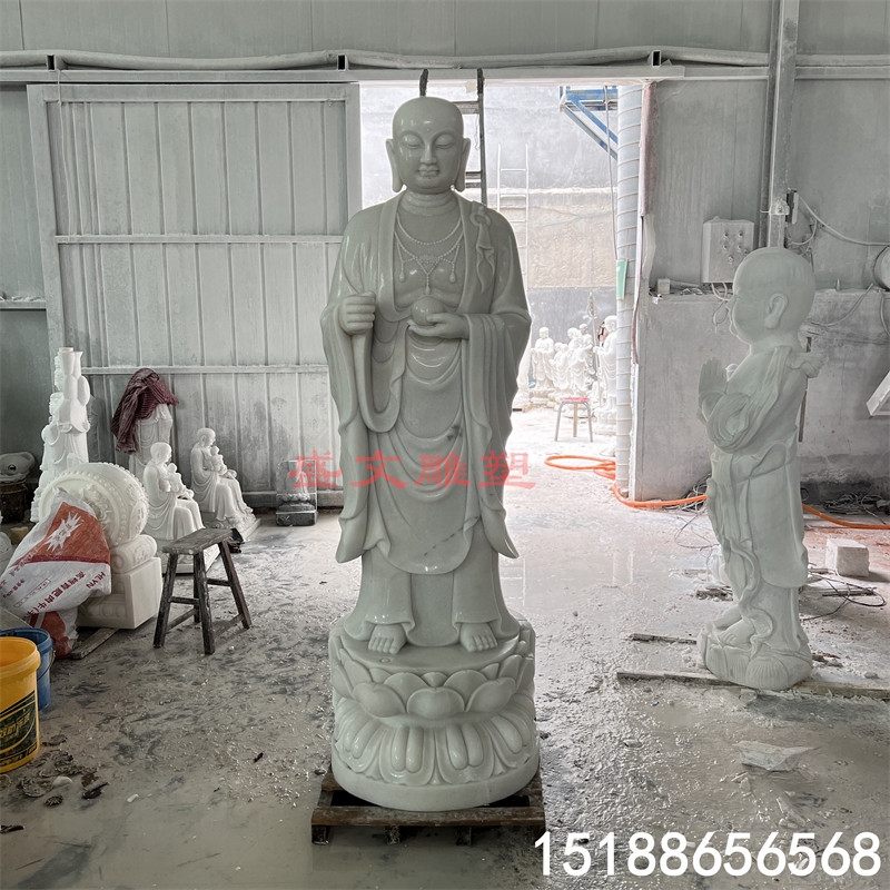 汉白玉石雕地藏王佛像大型观音菩萨雕塑寺院庙宇户外居家供奉摆件