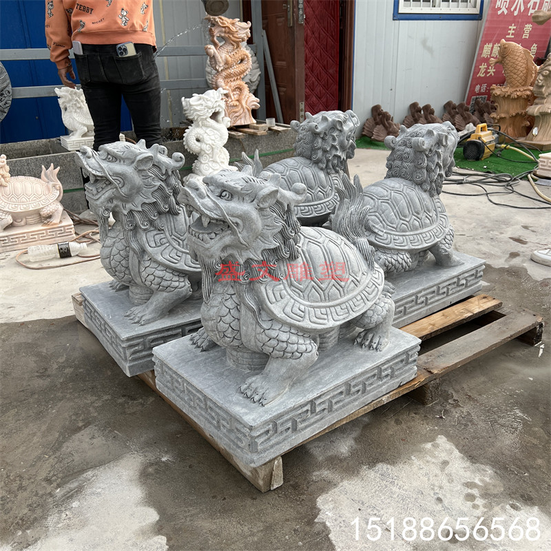 家用石雕龙龟青石别墅酒店水池造景中式摆件喷水石材乌龟