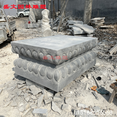 大理石石雕底座一对寺庙大象狮子麒麟莲花座定制金刚座须弥座
