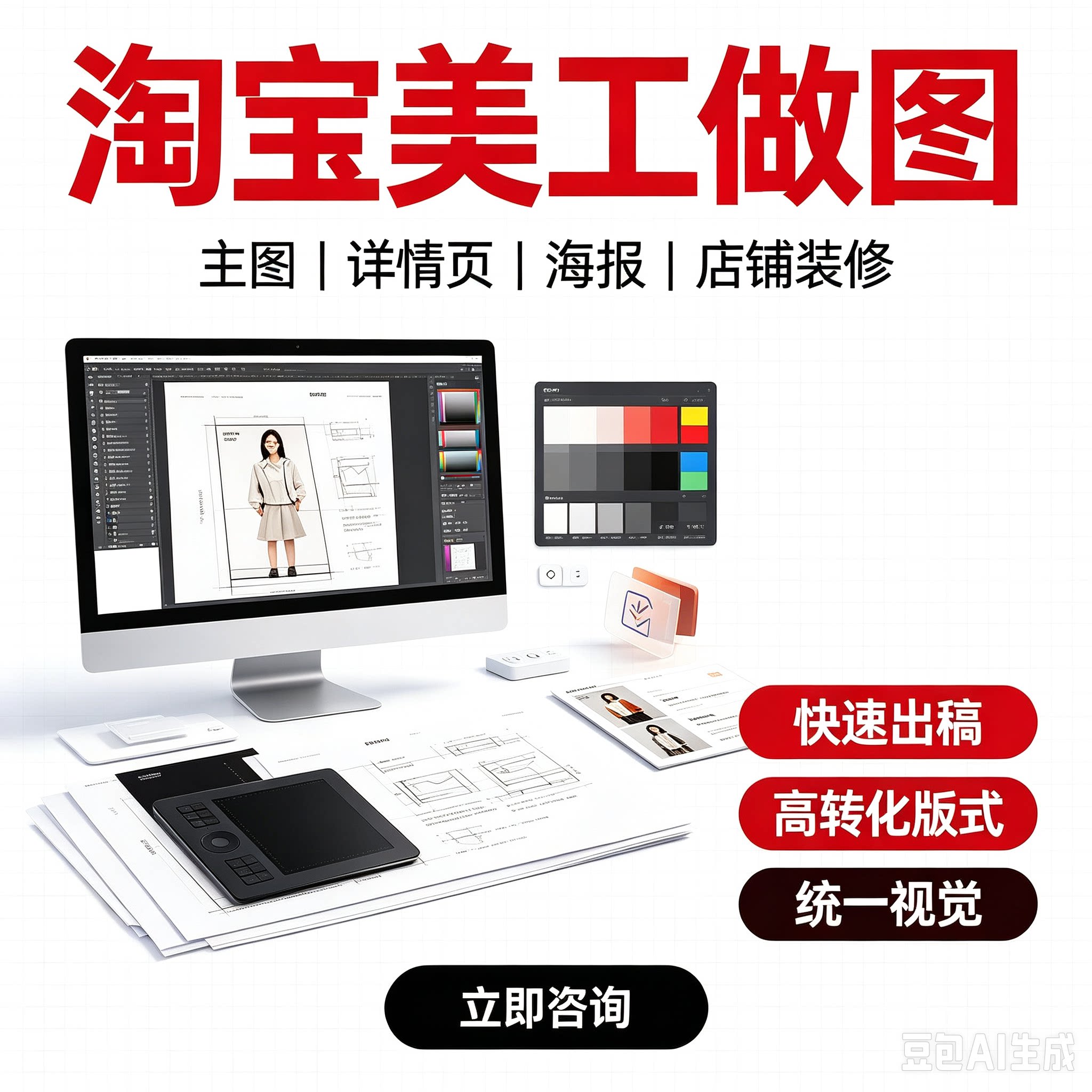 详情页主图设计淘宝海报美工修图
