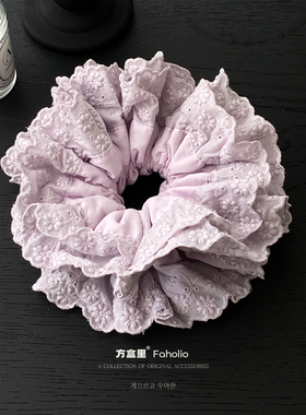 紫色蕾丝花边大肠发圈女韩系重工超大号四层丸子头甜美风头绳头花