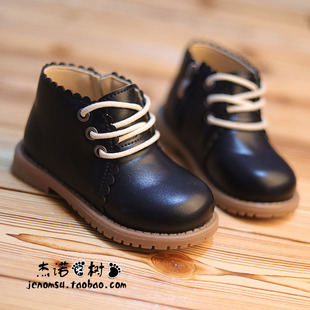 儿童马丁靴英伦风短靴春秋款女童皮靴1-3-6岁高帮皮鞋男宝宝靴子5