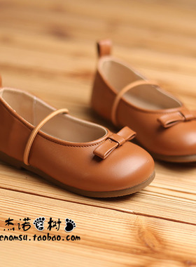 女童棕色小皮鞋豆豆鞋春秋季2026新款韩版公主鞋21-30码女宝单鞋