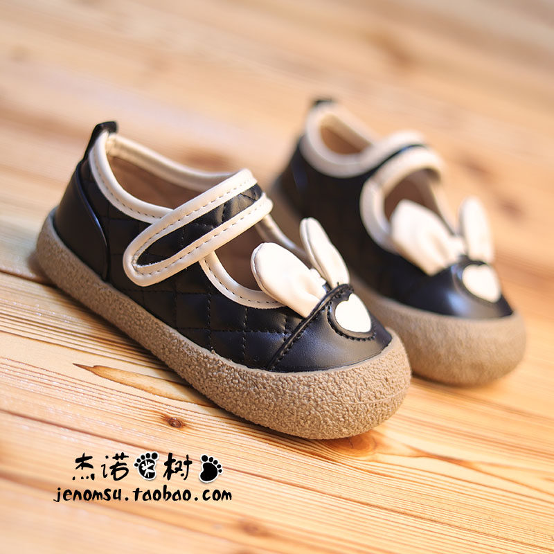 女童豆豆鞋2025春新款卡通小兔子休闲软底女宝皮鞋中小童黑色单鞋,童鞋/婴儿鞋/亲子鞋,皮鞋,淘宝优惠券,粉丝福利购,淘宝优惠卷