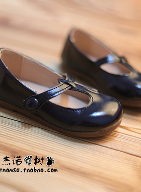 女童豆豆鞋公主鞋平底儿童鞋秋季1-2-3-7-14岁宝宝漆光皮黑色皮鞋