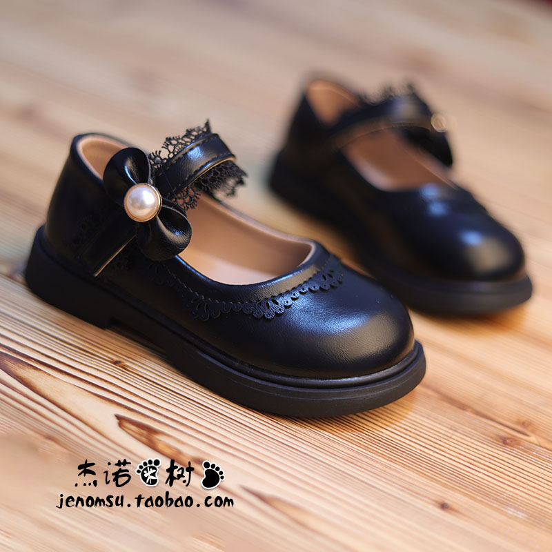 女童黑色小皮鞋演出鞋上学鞋子