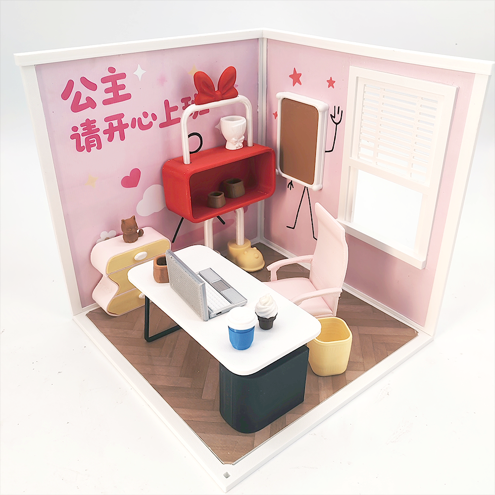 LYTP1020 3D打印 DIY娃娃屋 迷你模型 BJD OB娃牛马套餐 办公场景