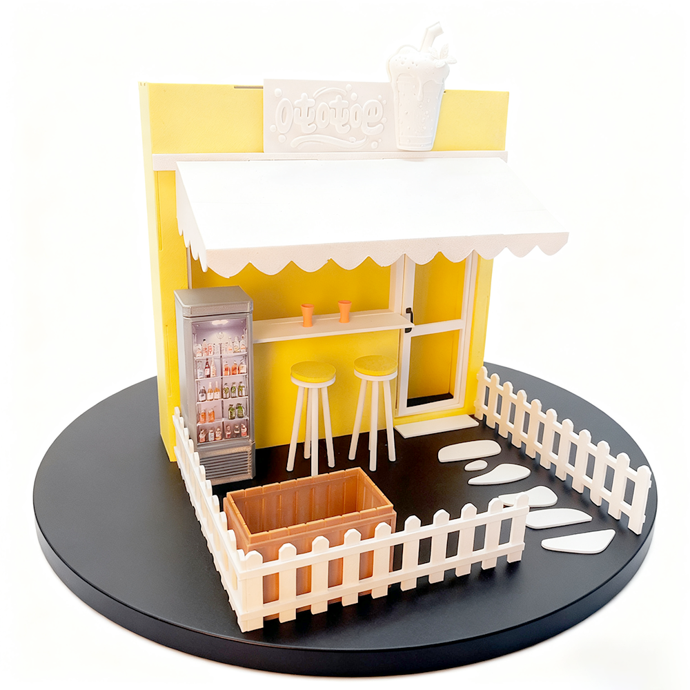 3D打印DIY微缩场景 娃娃屋 创意街景迷你模型 BJD OB娃吨吨吧水吧