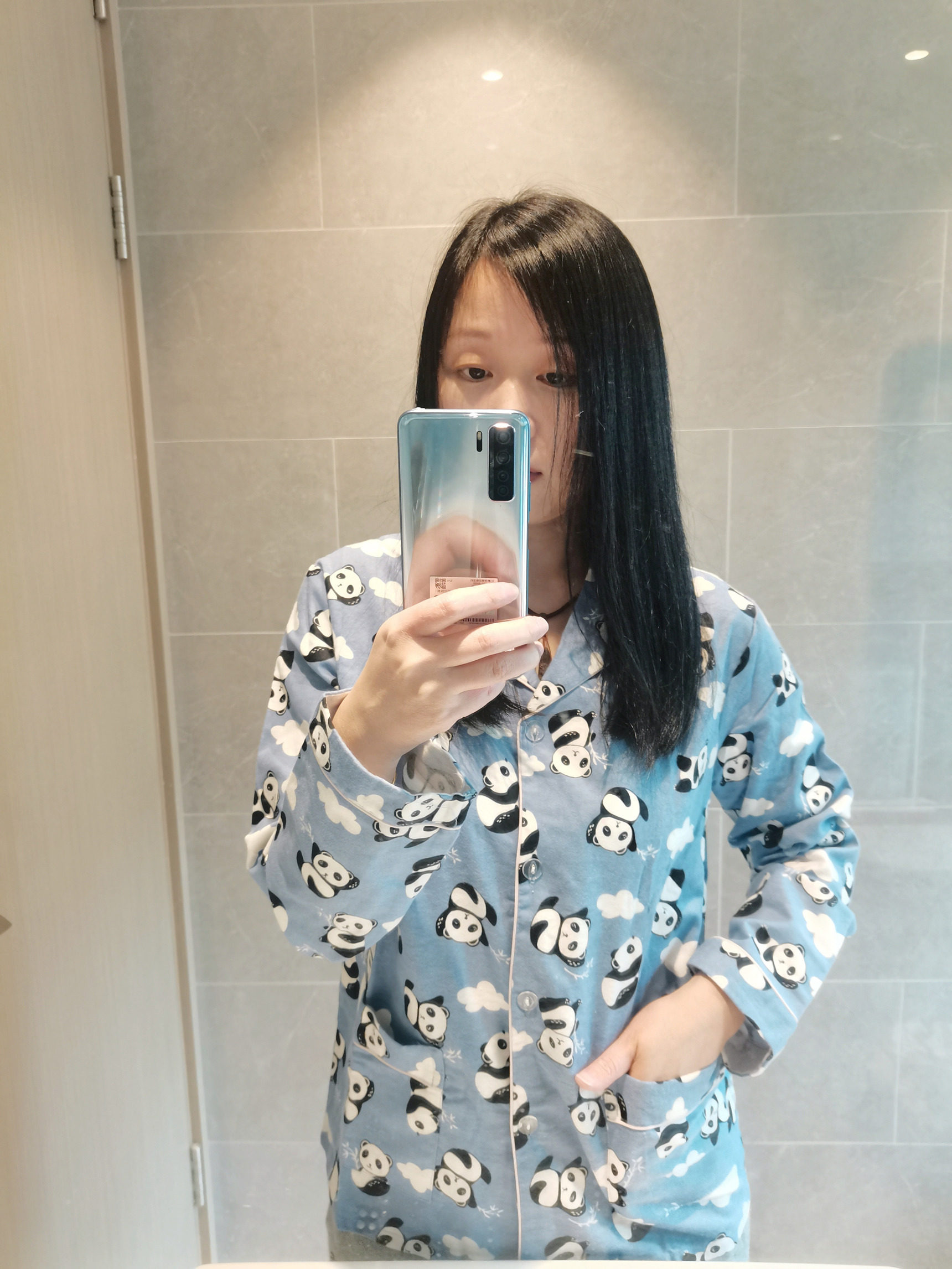 韩版国货春夏秋新款纯棉绒布磨毛家居服睡衣女士套装蓝色熊猫豹纹