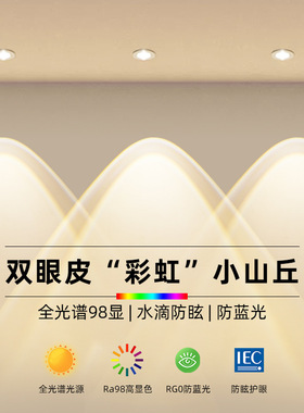 嵌入式彩虹小山丘射灯led洗墙灯客厅家用超薄防眩双眼皮光筒射灯