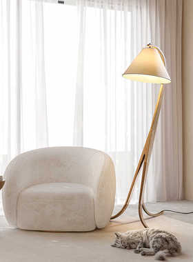 设计师高级感氛围落地灯实木客厅卧室看书北欧日式侘寂风立式灯具