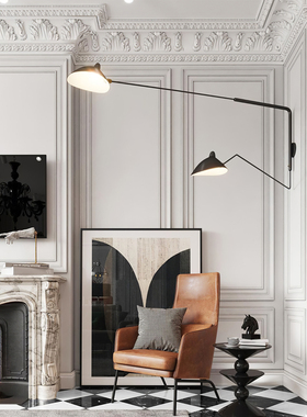 复古工业风客厅壁灯背景墙创意个性长杆摇臂书房卧室床头阅读壁灯