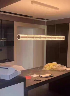 意大利玻璃长条餐厅吊灯设计师北欧轻奢极简餐吊岛吧台长桌一字灯