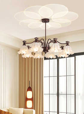 客厅吊灯2025新款现代简约大气轻奢大厅餐厅卧室灯具奶油风花苞灯