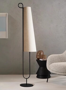 法式侘寂风新中式布艺落地灯客厅书房复古沙发边卧室立式氛围灯具