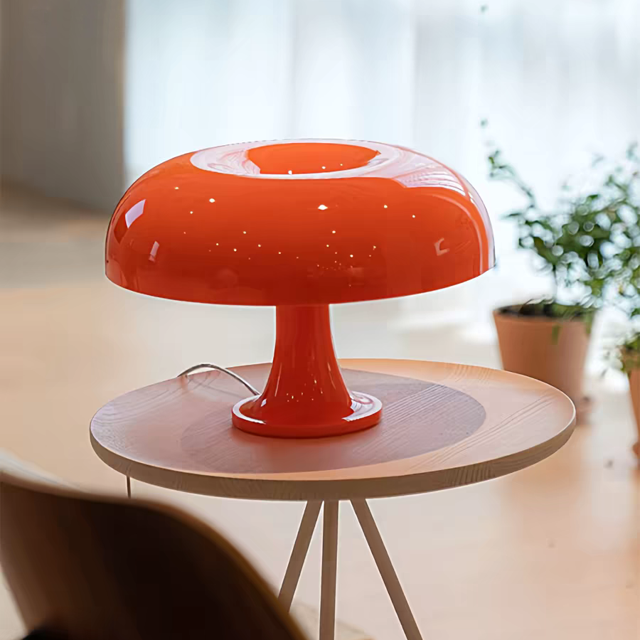 北欧充电创意礼物蘑菇台灯装饰桌面灯中古卧室橘色床头氛围小夜灯