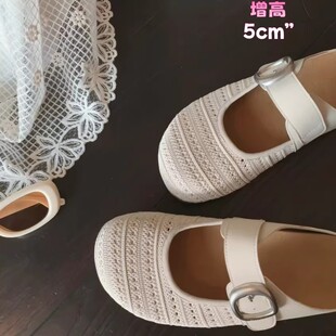 女夏2026外穿一脚蹬厚底凉拖鞋 小个子内增高7cm勃肯鞋 包头半拖鞋