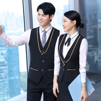 KTV酒店餐厅员工男女同款工作服马甲套装前台收银空姐空少职业装