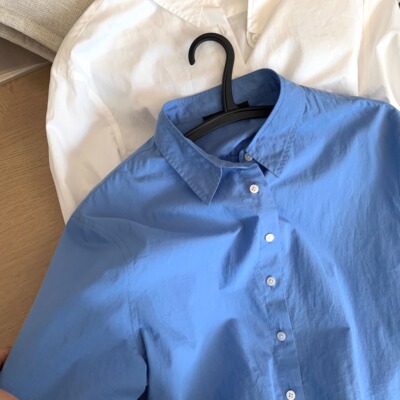 微风素棉 早秋~韩版极简轻质风长袖衬衫内搭外穿