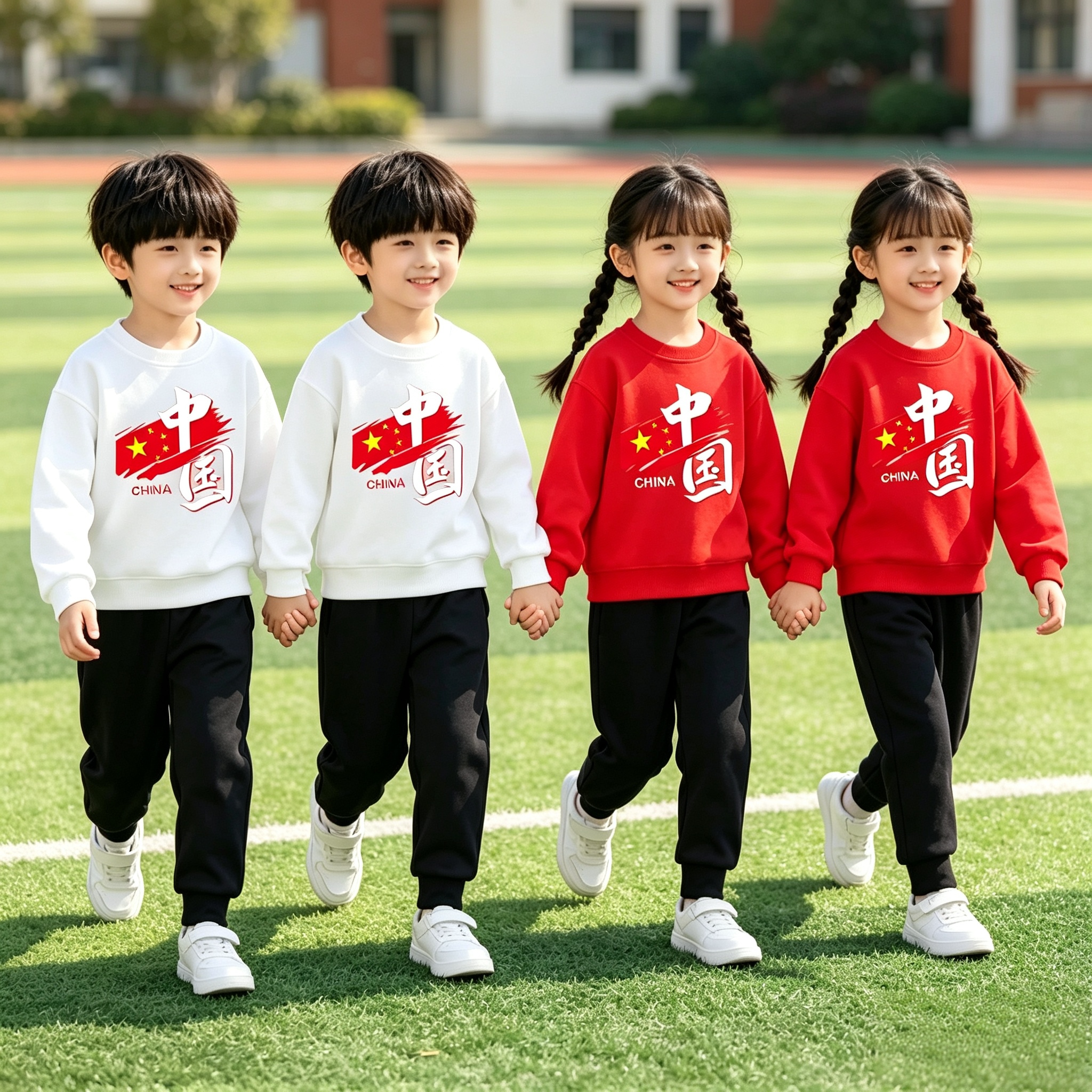 红色卫衣亲子装运动会班服套装