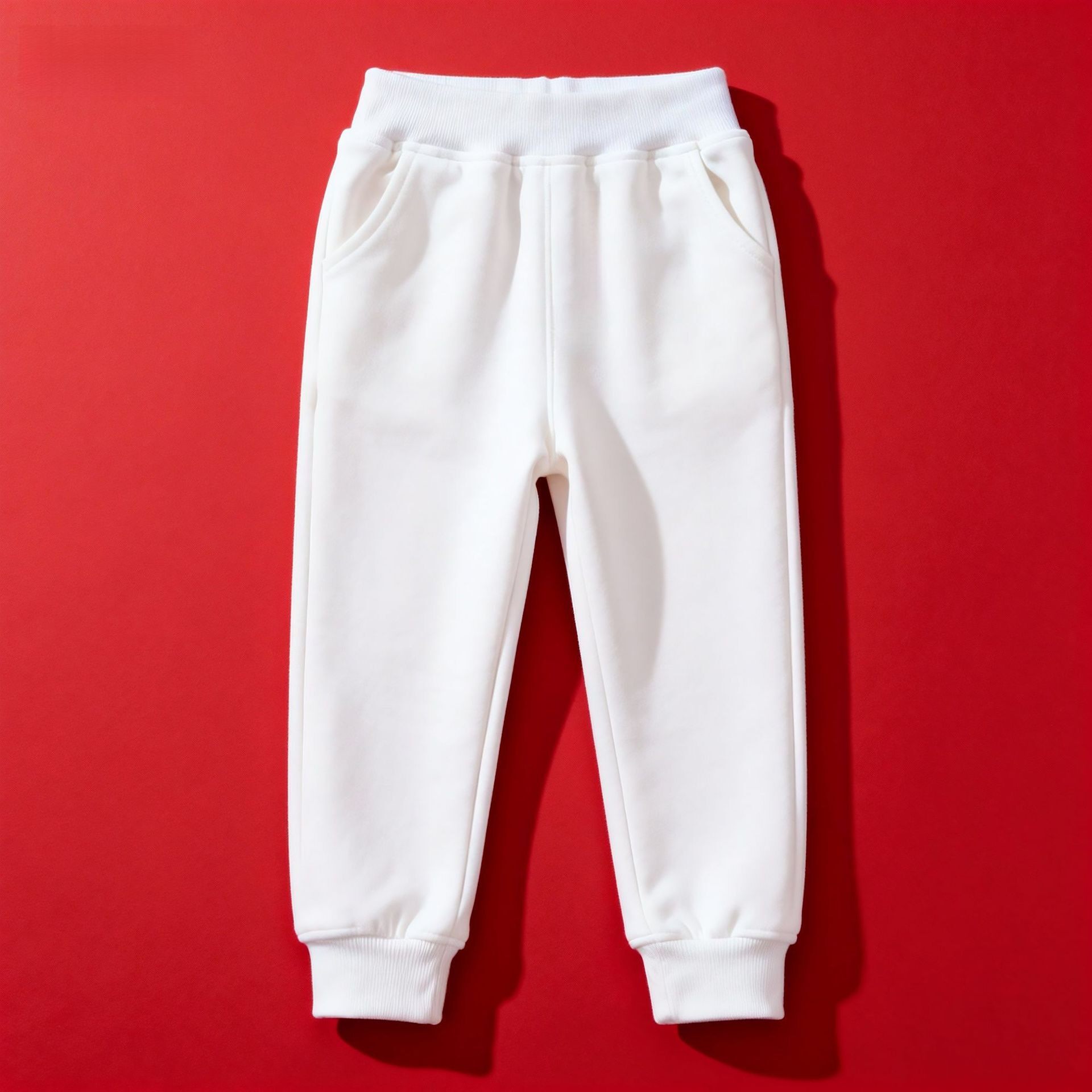 儿童白色裤子春季薄款男童女童休闲运动裤幼儿园小学生表演白长裤