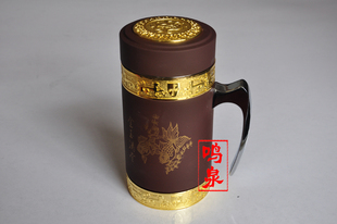 精品木鱼石茶杯/水杯密封盖杯/山东济南特产礼品茶杯办公杯水杯子