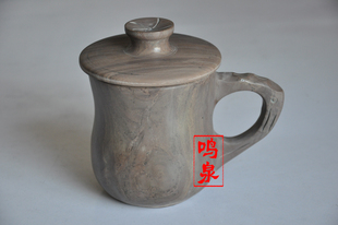 紫檀木鱼石水杯/深层紫檀木鱼石茶杯/手工石杯木鱼石杯子/茶杯茶
