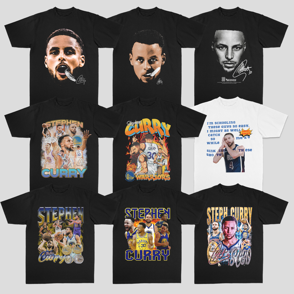 stephen curry库里大头美式重磅印花直喷街头球星百搭短袖T恤