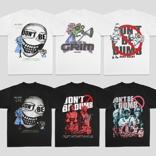 ASAP Don't Be Dumb专辑美式重磅街头直喷印花宽松透气短袖T恤