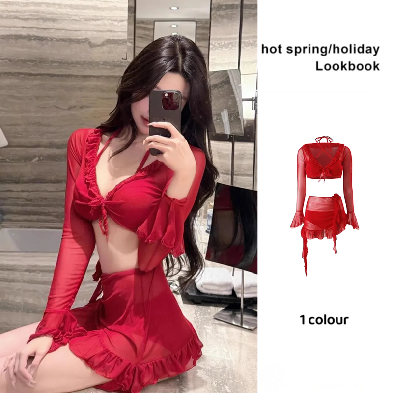 泳衣女比基尼网红款性感四件套韩版ins少女钢托聚拢度假新款泳装