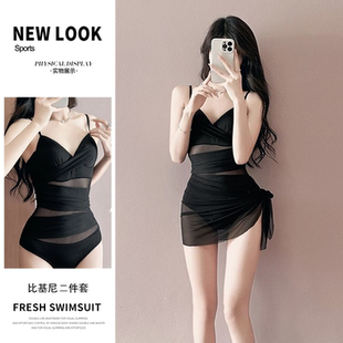泳衣女辣妹高级感两件套连体新款 2025性感纯欲风温泉钢托聚拢泳装