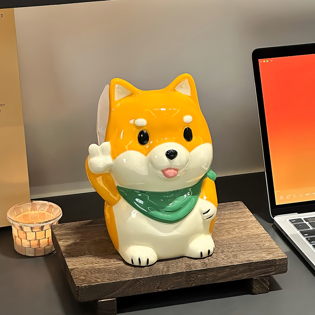 高级感呆萌柴犬纸巾盒家用客厅