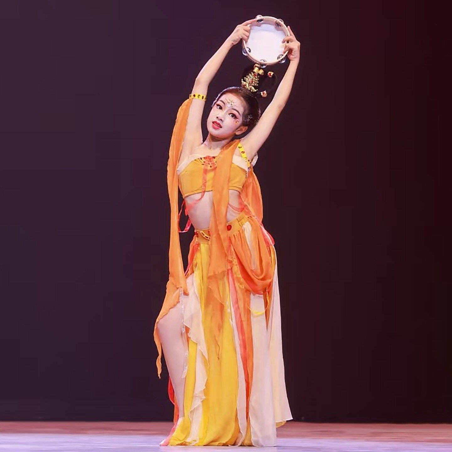 沁莲敦煌飞天舞蹈服装女童异域乐鼓儿童反弹琵琶古典舞民族演出服