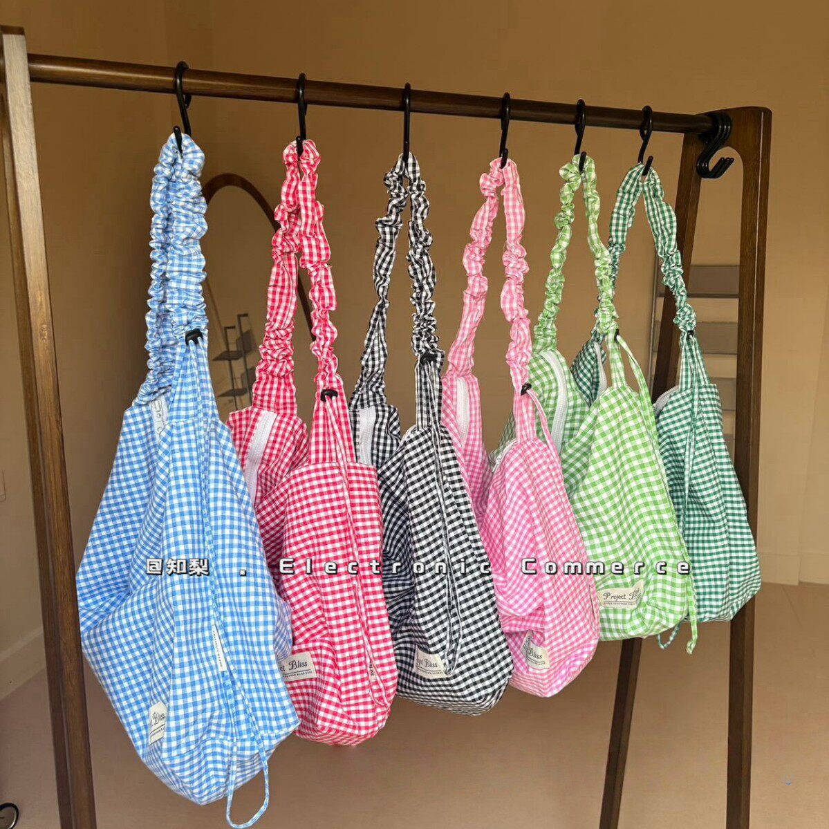 韩系慵懒风小清新甜美大容量单肩包通勤休闲百搭格子斜挎包帆布包