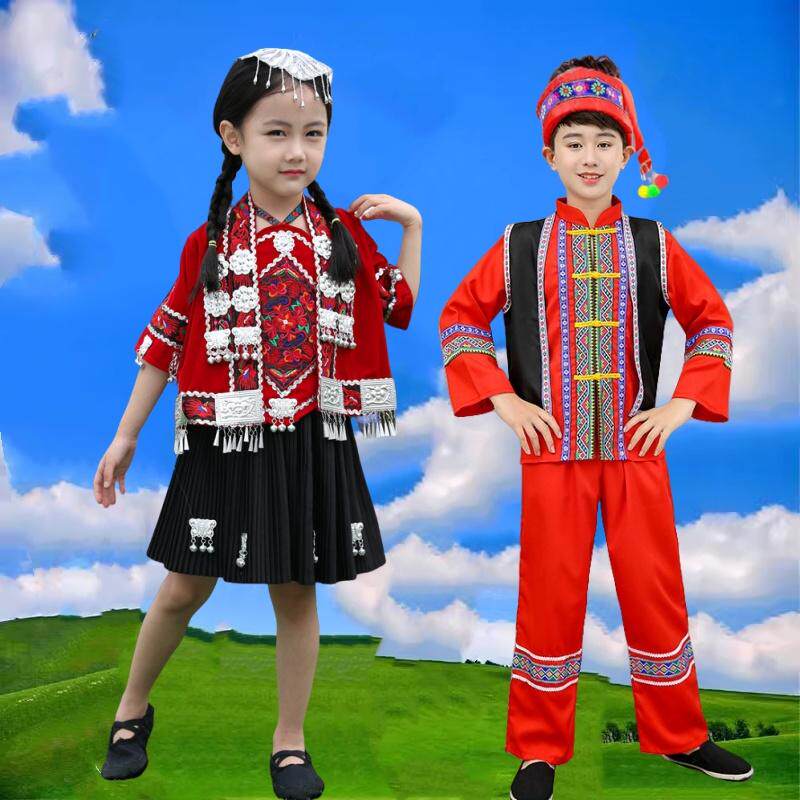 云南儿童苗族服装女童苗疆少女裙子贵州少数民族幼儿园男女童合唱