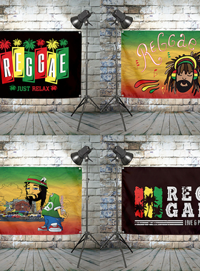 可定制雷鬼摇滚REGGAE酒吧夜店背景布牙买加纹身客厅卧室墙饰挂布