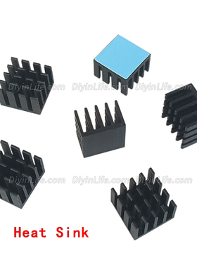 黑色铝制散热片 带3m8810导热贴14*14*10(mm)