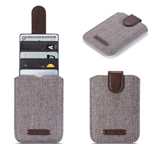 五5卡通用手机壳背贴多卡包公交地铁名片卡卡套RFID插卡式帆布纹