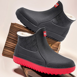 防水鞋大码雨鞋男工地耐磨劳保鞋防滑短筒雨靴厨房工作水胶鞋一体